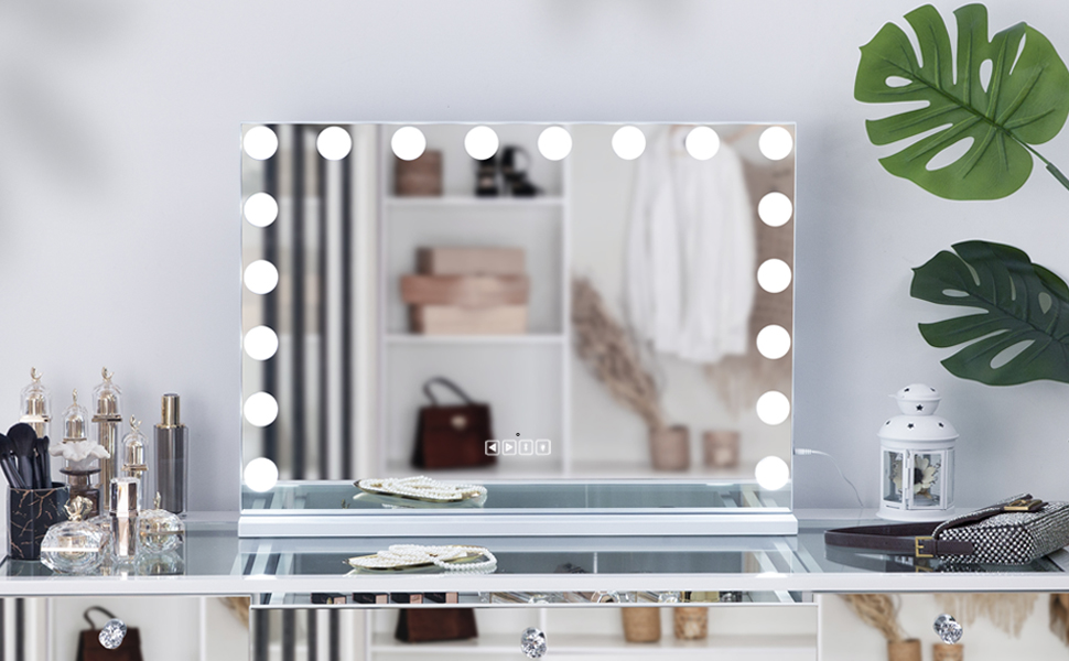 Large Hollywood vanity mirror with lights and Bluetooth for bedrrom