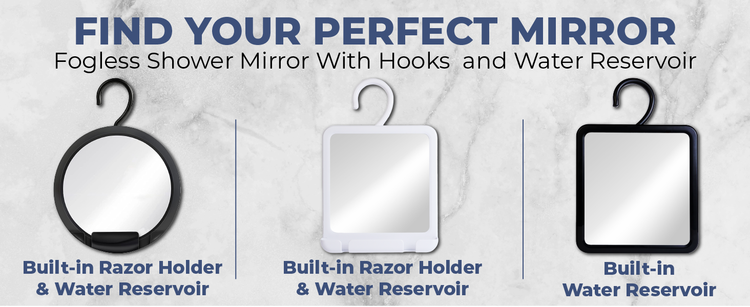 MIRRORVANA Fogless Shower Mirror for Shaving with Hook for Hanging and