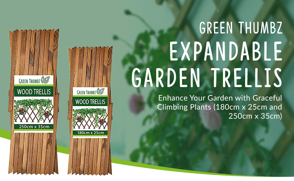 Green Thumbz Garden Trellis 180cm x 25cm Wooden Expanding Trellis