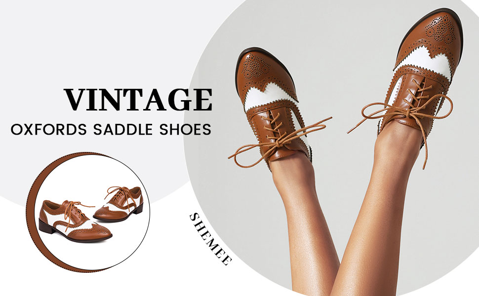 Amazon.com | SHEMEE Women's Two Tone Oxfords Saddle Shoes