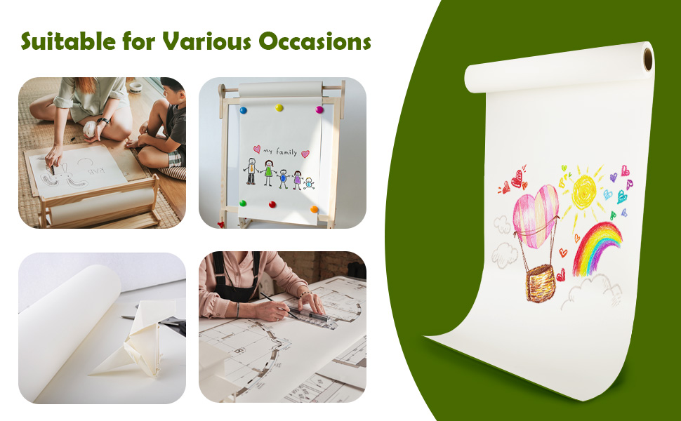 38CM Width White Drawing Paper Roll 25M Long Art roll of Paper roll