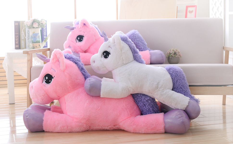 Yeqivo Unicorn Stuffed Animals, Giant Unicorn Plush Pillow for Girls, White Unicorn