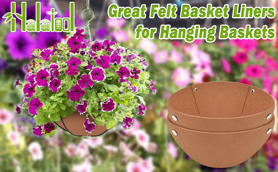 Halatool 2PCS 10 Inch Felt Hanging Basket Liners Round
