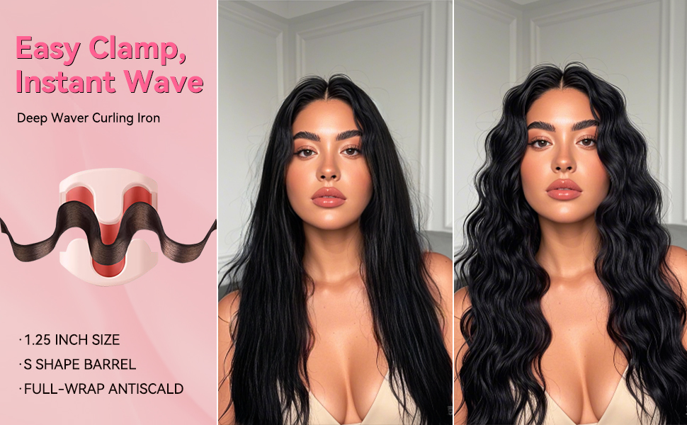 easy clamp and  instant wave,deep waver curling iron, 1.25inch