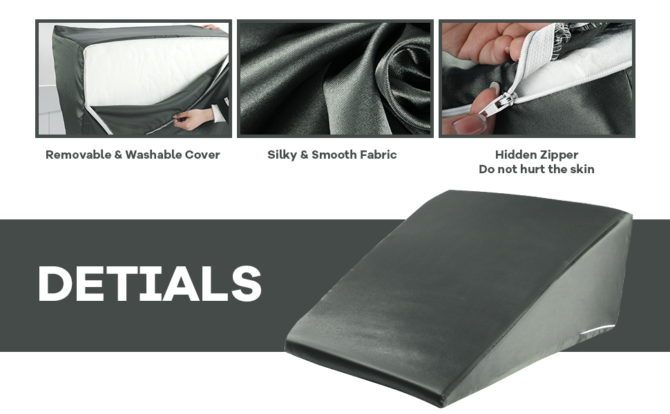 HOMBYS Satin Bed Wedge Pillow Cover Silky & Smooth Wedge