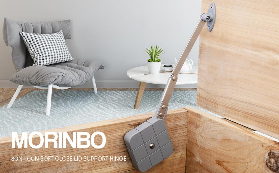 Morinbo Toy Box Hinges Soft Close, Lid Support Hinges, Heavy Duty Folding Soft Close Lid Stay