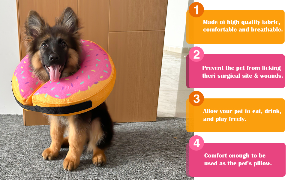 Katoggy Inflatable Dog Cone Collar for Dogs After Surgery, Soft Adjustable Blow up