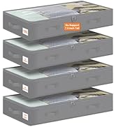 punemi Under Bed Storage Containers, 4 Pack Large Soft Foldable Storage Bags with Clear Top for B...