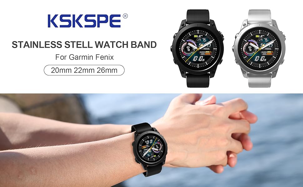 Edelstahl Classic Upgrade Ersatzarmband für Garmin Smartwatch