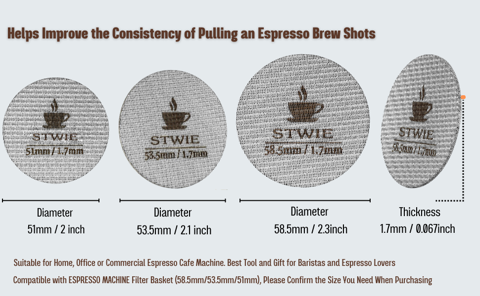 Espresso Puck Screen Strainer 100μm Espresso Filter 316 Stainless Steel