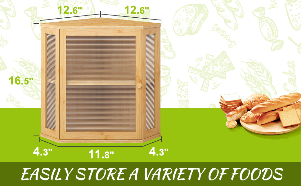 BMOSU Corner Bread Box for Kitchen Countertop Double Layer