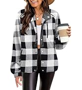 Zeagoo Women's Cozy Fleece Jacket Western Aztec Print Snap Button Down Coat with Pockets Casual W...