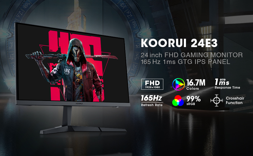 KOORUI 24 Inch Computer Monitor Full HD IPS 75Hz FHD 1920 x 1080 Ultra