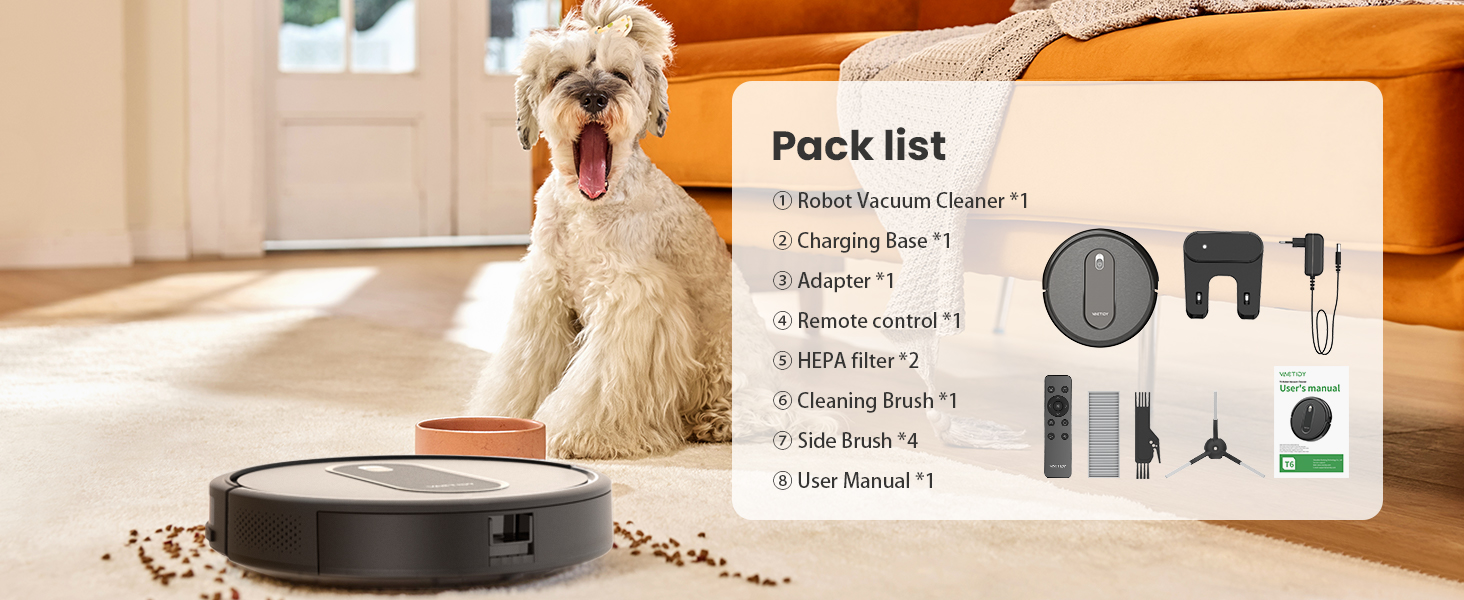 Vactidy Nimble T6 Robot Vacuum Cleaner, 2000Pa Strong Suction
