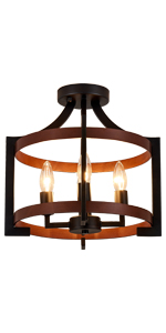 MEIXISUE 4-flammige rustikale Deckenleuchte mit Halbeinbau