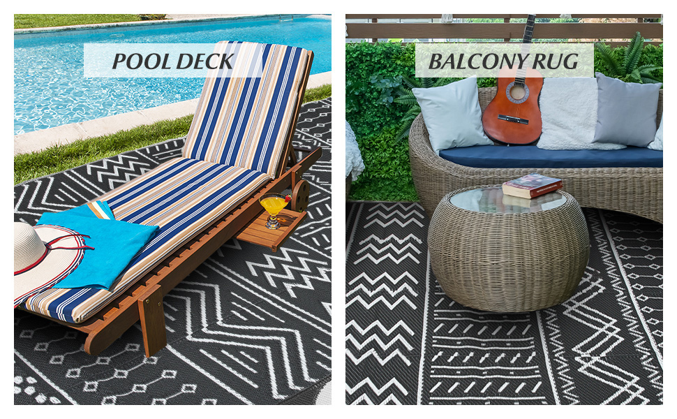 Outdoor Rug 5x8FTPatio Rug Mat ReversibleWaterproof Outdoor Area Rug Fade Resistant RV Camping