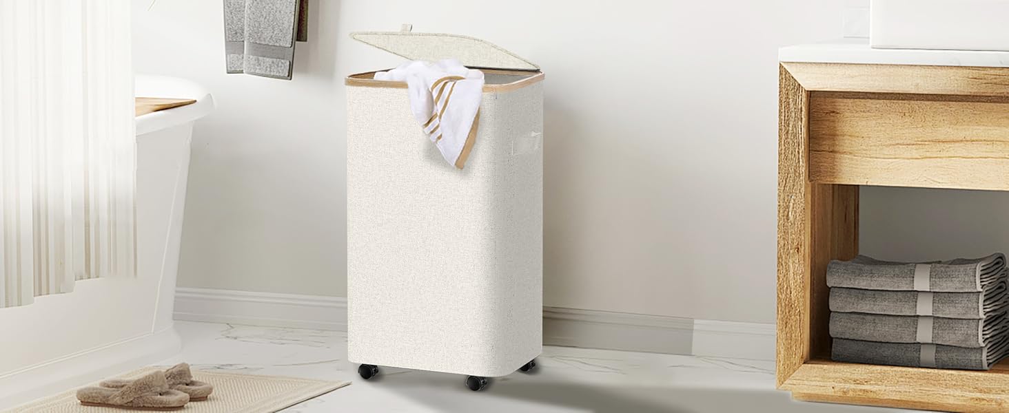 Laundry Hamper with Lid and Wheels,Wheeled Laundry Basket