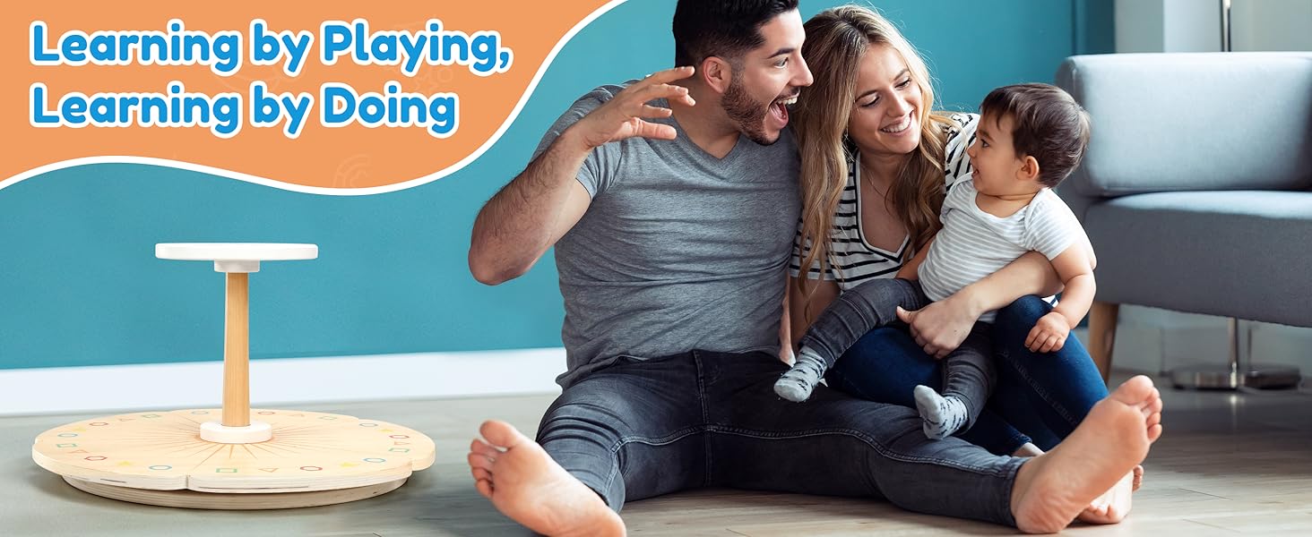 Woodtoe Wooden Spinner Seat for Toddler 17.7 Inch Sit and