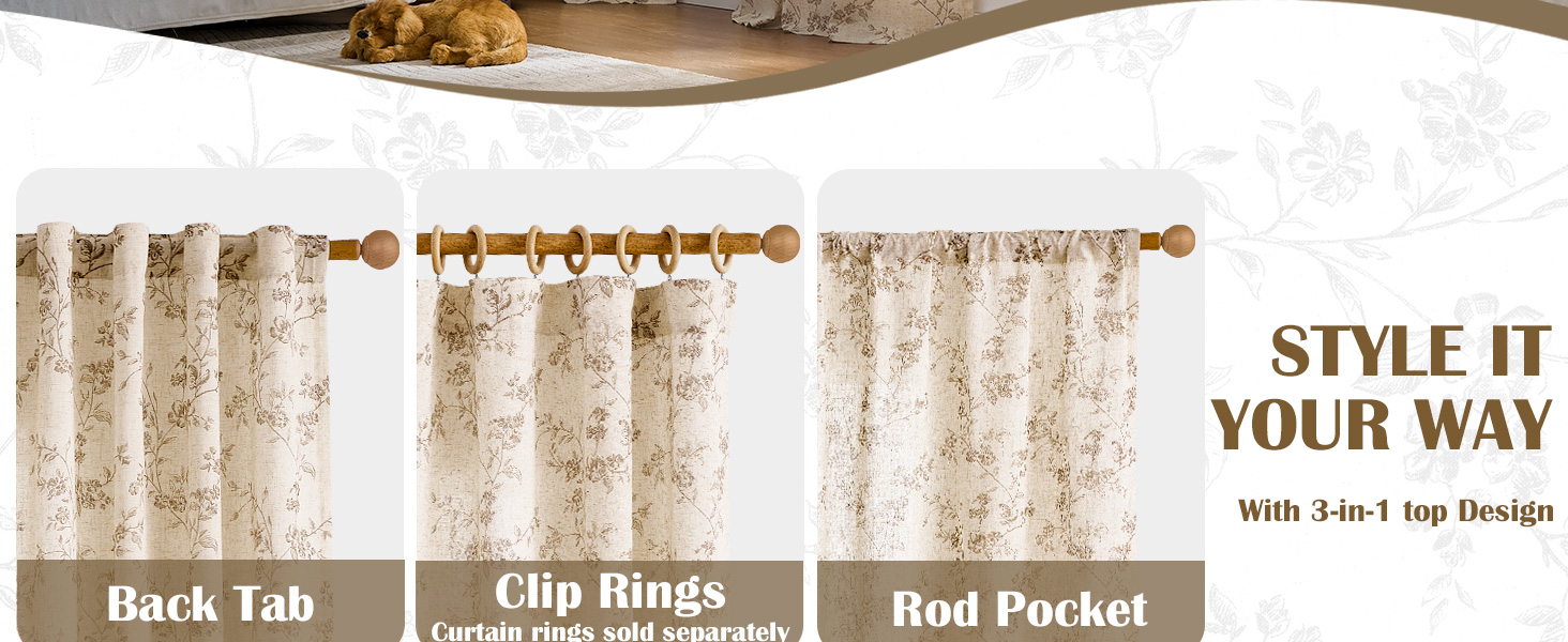 taupe curtains floral