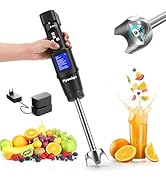 Flyseago Cordless Immersion Blender with 12 Preprogrammed Modes&BLDC Motor, 300W Portable Hand He...