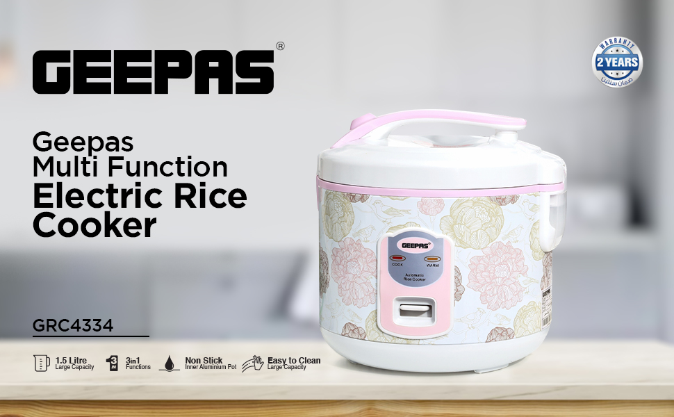 Geepas Electric Rice Cooker, GRC4334 White Buy Online at Best Price
