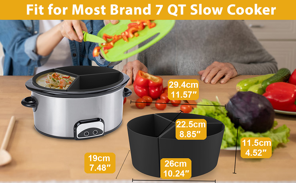 Slow Cooker Liners Crock Pot Liners Silicone Insert Divider 3 IN 1, For 7 Quart