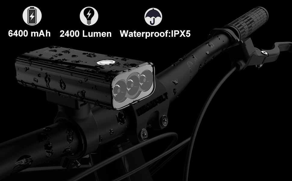 BIKIL Bike Lights Set Front and Back USB Rechargeable, 6400 mAh Super