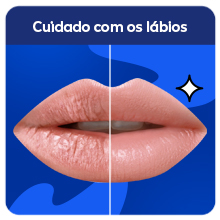 Texto: Cuidado com os lábios: Imagem: lábios hidratados