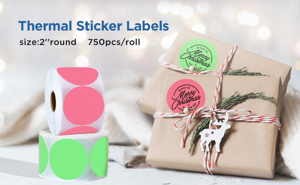 DuYing 2 Inch Circle Thermal Labels，2" Round Thermal Printer Stickers，Circle