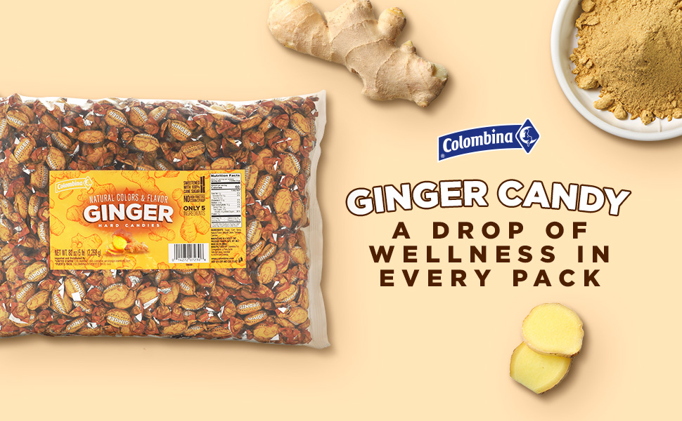 Colombina Ginger Candy Pack of 150 Individually Wrapped