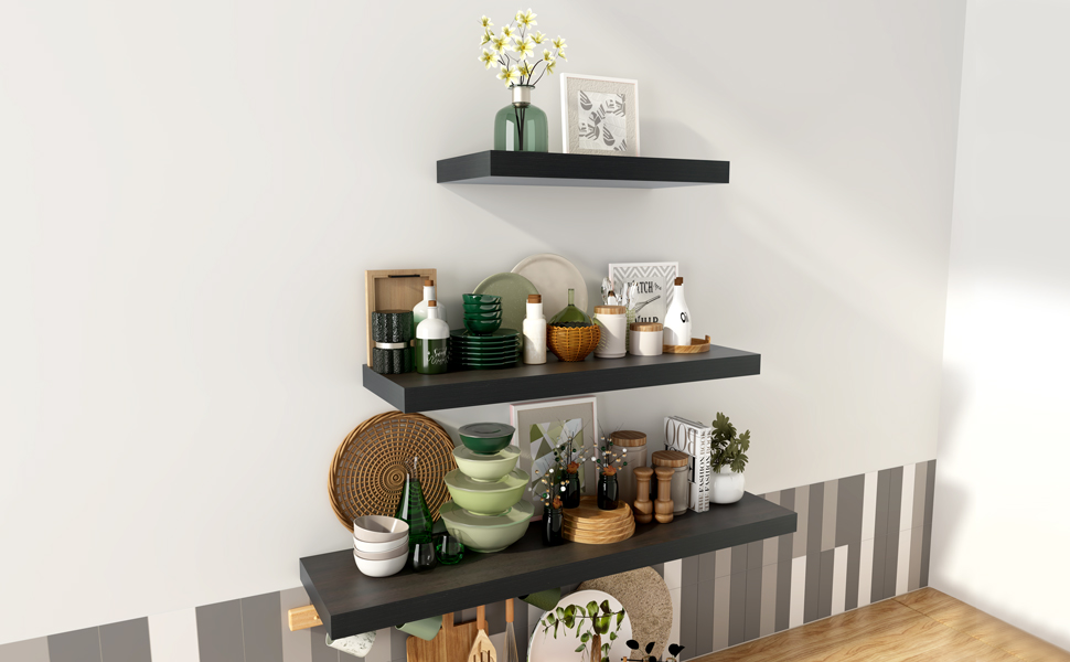 WELLAND 12" Deep Floating Shelves Espresso, Espresso