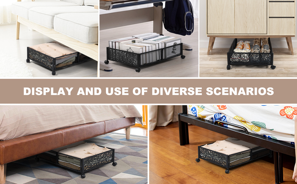 Pacstow Under Bed Storage Container with Wheels, Metal