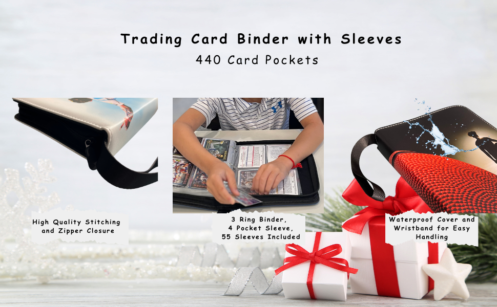 Soccer Card Binder with Sleeves 440 Pockets. 3 Ring Binder