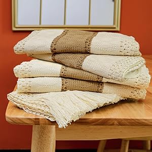 Macrame Table Runner Splicing Cotton and Burlap Table Runner