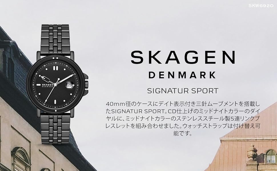 Amazon.co.jp: Skagen メンズ SIGNATUR SPORT 三針デイト