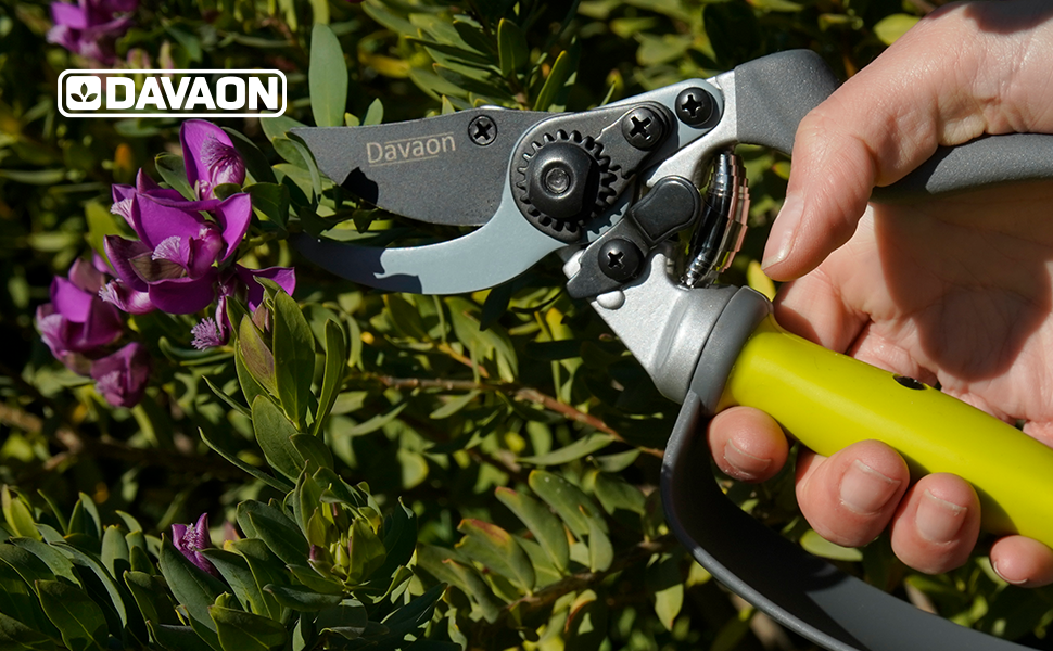 Davaon Pro Sécateur Bypass avec Poignée Ergonomique, Autopivotante et