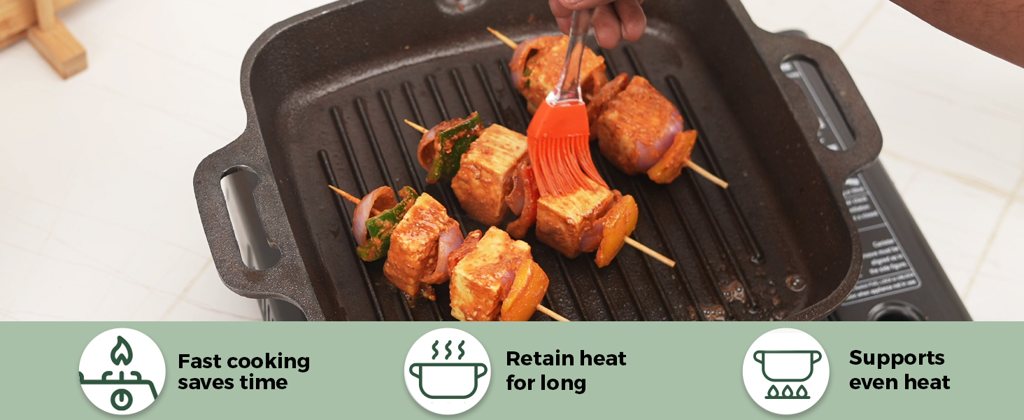 Buy The Indus Valley PreSeasoned Cast Iron Grill Pan with Long Handle