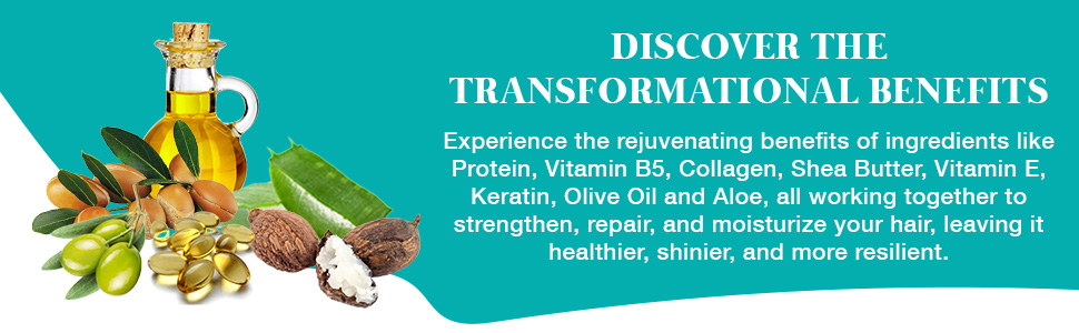 Vitamin B5 collagen Shea butter Vitamin E Keratin Olive oil Aloe