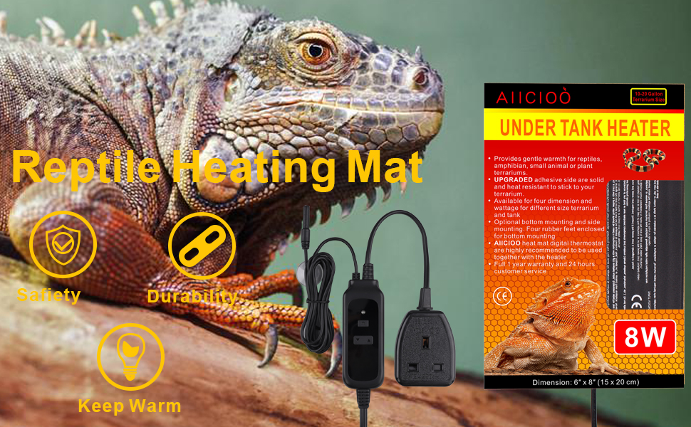 Bean Farm Aiicioo Under Tank Heater Thermostat Reptile Heating