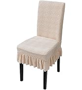 MIFXIN Dining Chair Covers with Skirt Stretch Universal Dining Room Chair Slipcovers Removable Wa...