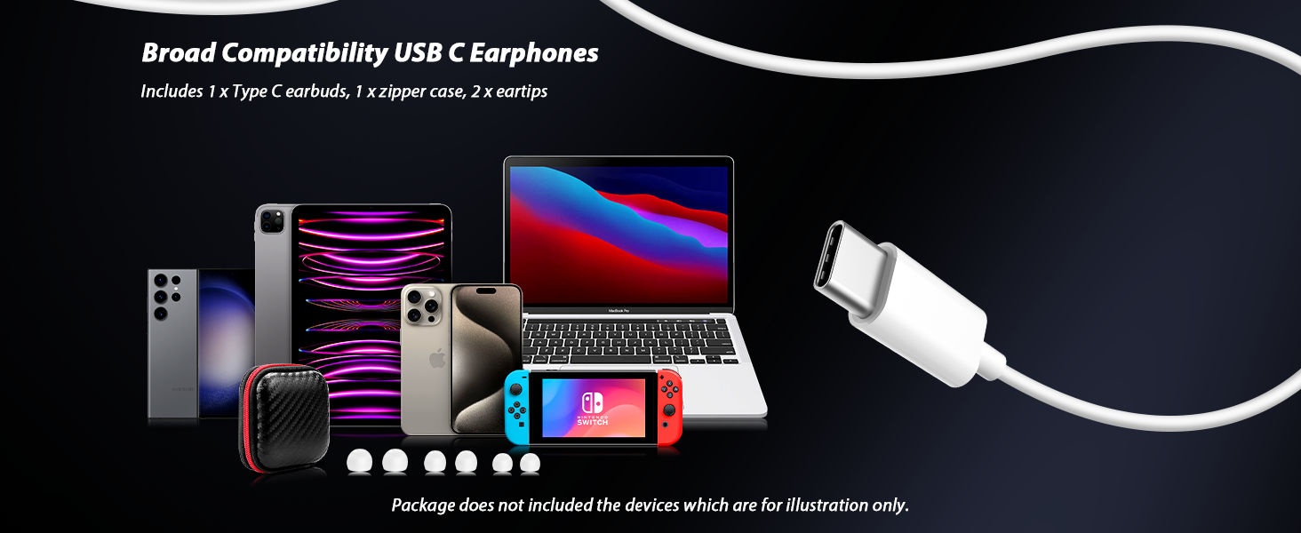 USB Type C Headphone for iPhone 16 Pro Max 15 Plus 7 Voice