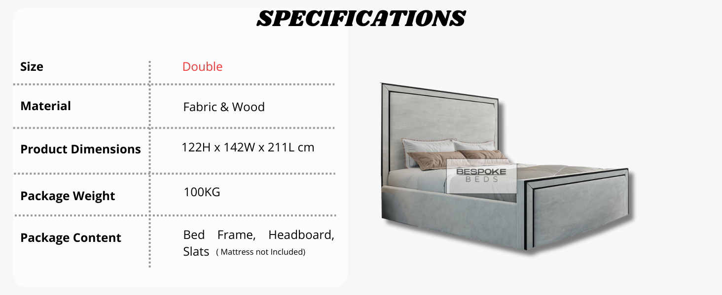 BESPOKE BEDS Fabric Upholstered Bed Frame, Ottoman Storage Bed Frame