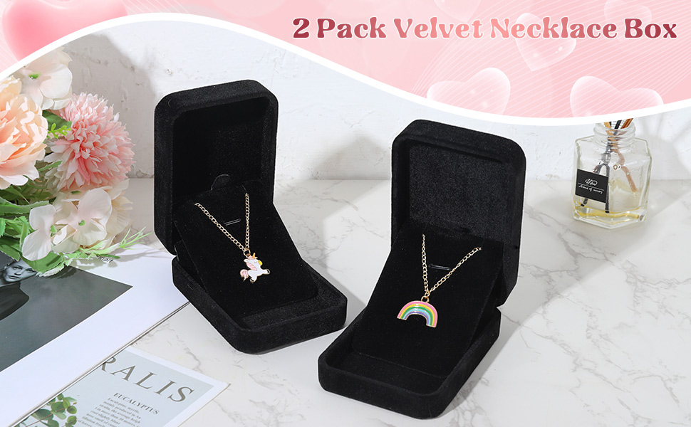 HeyuLotus Necklace Box, 2 Pack Velvet Long Chain Jewelry Organizer
