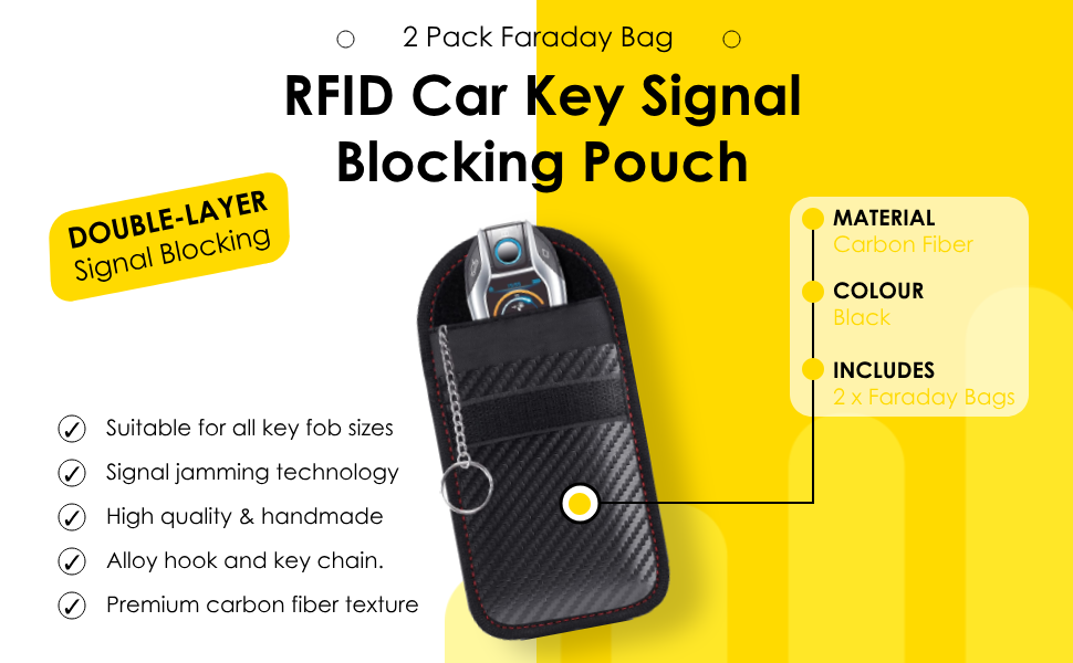 2 Pack Car Key Signal Blocker Pouch Faraday Pouch for Car Keys