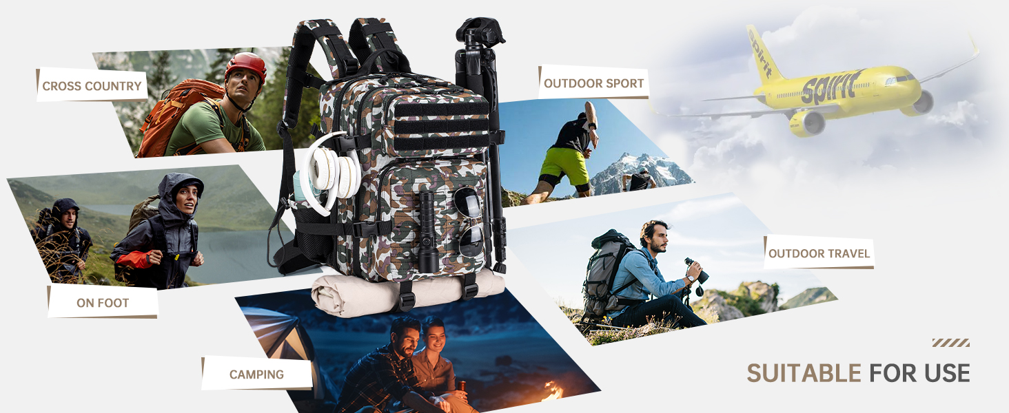 Tactical Military Backpack for Man, 50L Waterproof Army Pack Rucksack Hiking Laptop Backpack