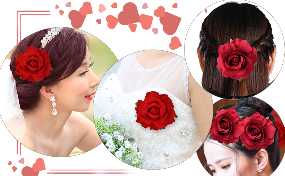 Rose Hair Clip Flower Hairpin Rose Brooch Floral Clips Wedding Flower Brooch Party Hair Accessory 