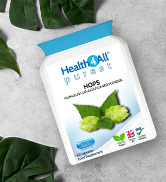 White pouch of dietary supplement capsules with green leaf design. Package displays 'HealthONLY' brand name and mentions 'Garcinia Cambogia' as the main ingredient.