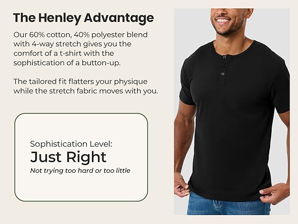 INTO THE AM Premium 3 Pack Henley Shirts for Men - Casual