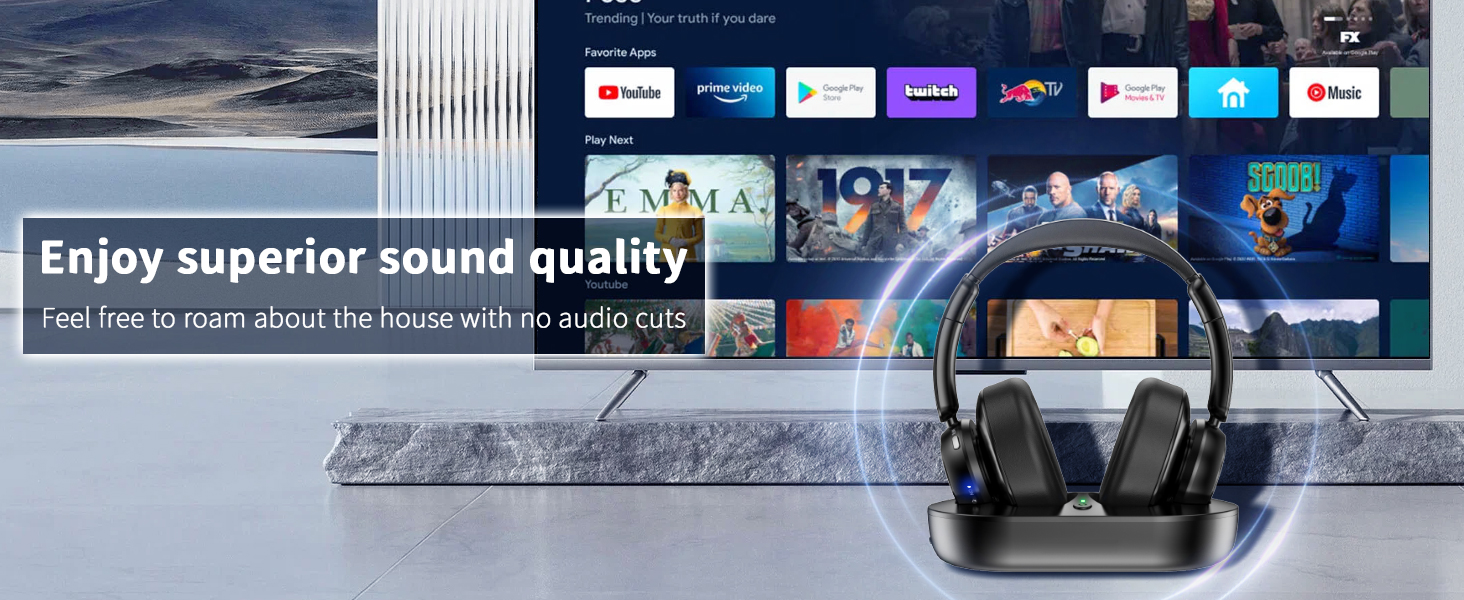 Tianfucen Wireless Headphones for TV BKM500 TV Headphones