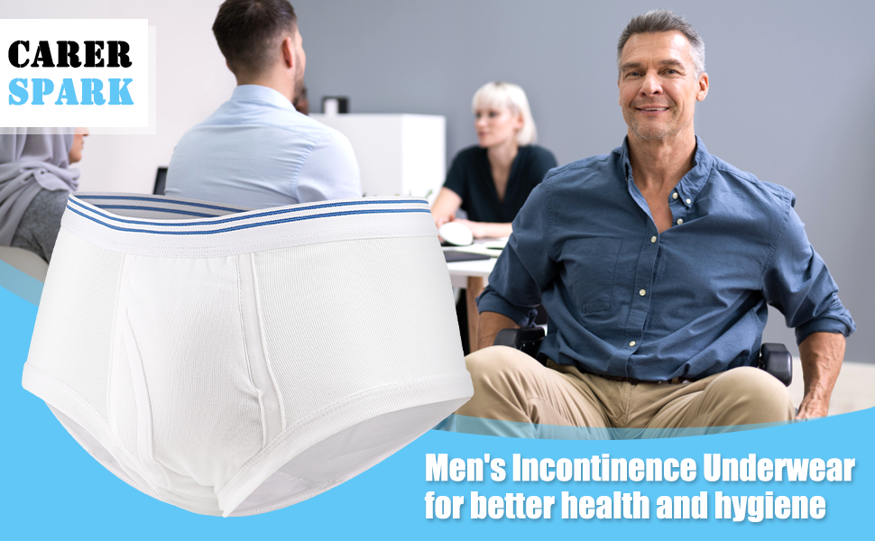 Carer Incontinence Briefs for Men Reusable Washable Cotton Incontinence Underwear Pants with